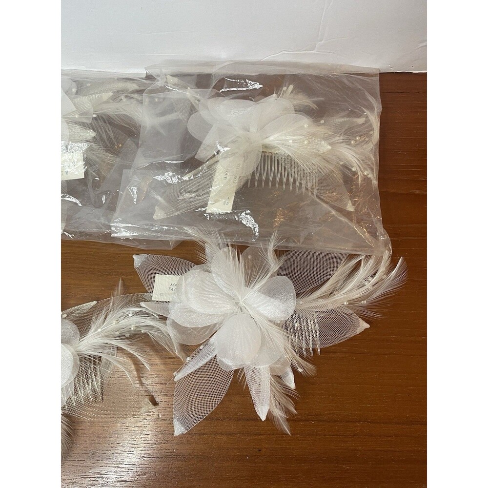 Hair Fascinators Hair Accessory LOT Wedding Flower Comb Feathers New White Ivory - Picture 3 of 8